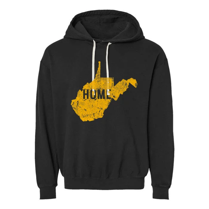 West Virginia Map Home WV Vintage Garment-Dyed Fleece Hoodie