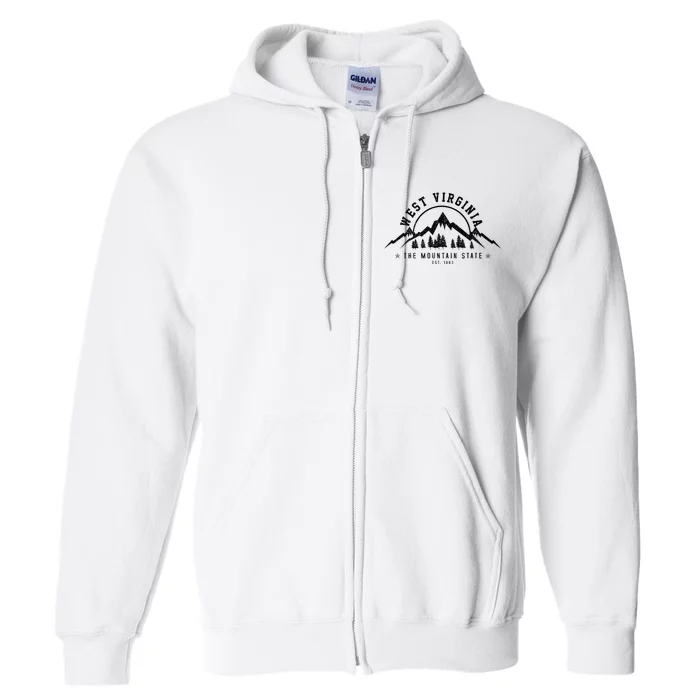 West Virginia Mountain State Est. 1869 Vintage Gift Full Zip Hoodie