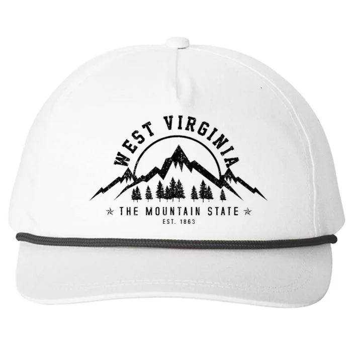 West Virginia Mountain State Est. 1869 Vintage Gift Snapback Five-Panel Rope Hat