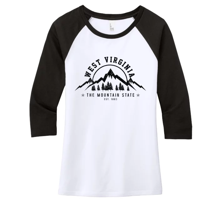 West Virginia Mountain State Est. 1869 Vintage Gift Women's Tri-Blend 3/4-Sleeve Raglan Shirt