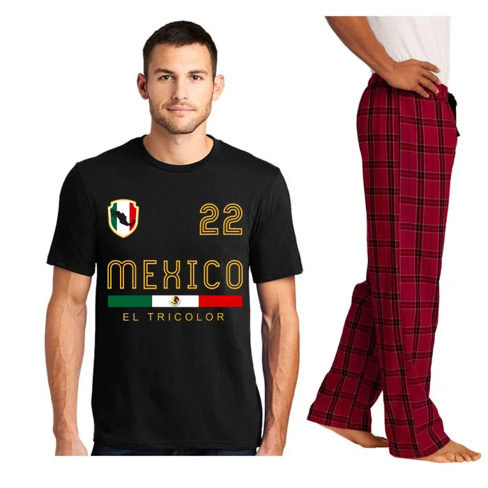 Women Vintage Mexico Jersey Futbol Soccer Flag Fan Gift Vneck Pajama Set