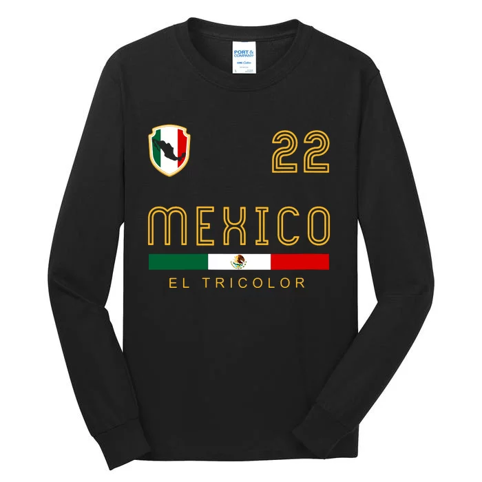 Women Vintage Mexico Jersey Futbol Soccer Flag Fan Gift Vneck Tall Long Sleeve T-Shirt