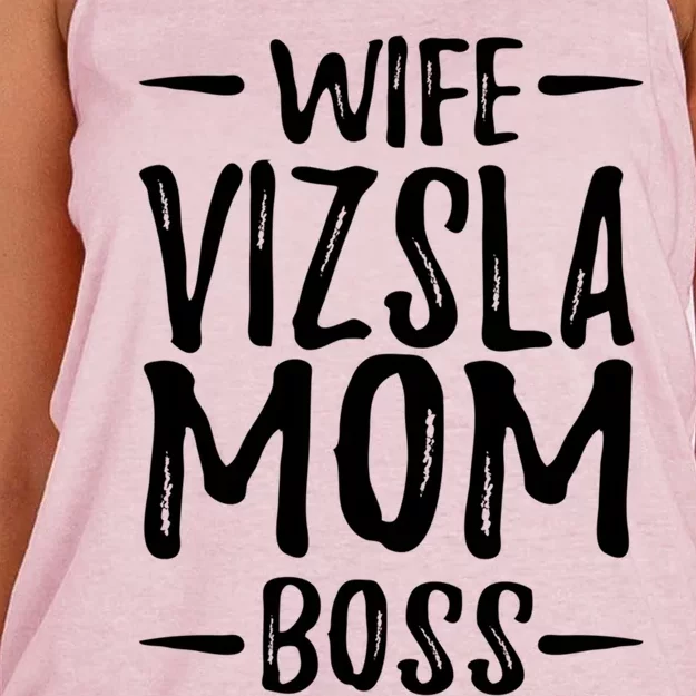 Wife Vizsla Mom Boss Funny Dog Mom Gift Idea Gift Women's Knotted Racerback Tank