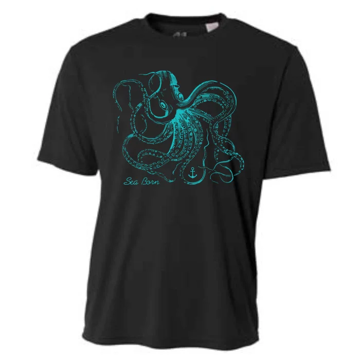 Womens Vintage Octopus Cool Marine Biologist Ocean Sea Life Gift 2 VNeck Cooling Performance Crew T-Shirt