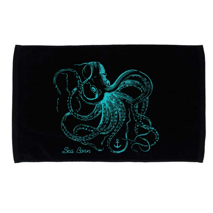 Womens Vintage Octopus Cool Marine Biologist Ocean Sea Life Gift 2 VNeck Microfiber Hand Towel