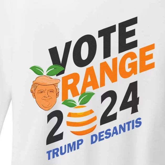 Women Vote Orange Trump Desantis 2024 Presidential Election Gift Womens CVC Long Sleeve Shirt