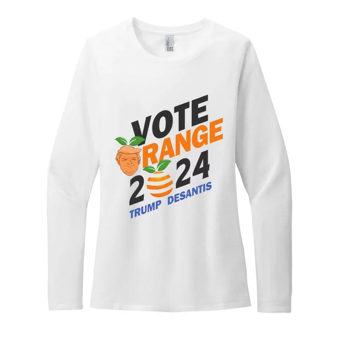 Women Vote Orange Trump Desantis 2024 Presidential Election Gift Womens CVC Long Sleeve Shirt