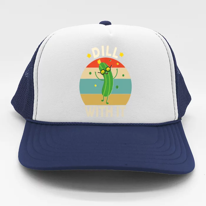 Women Vintage Pickle Funny Dill With It Vegan Gift Trucker Hat