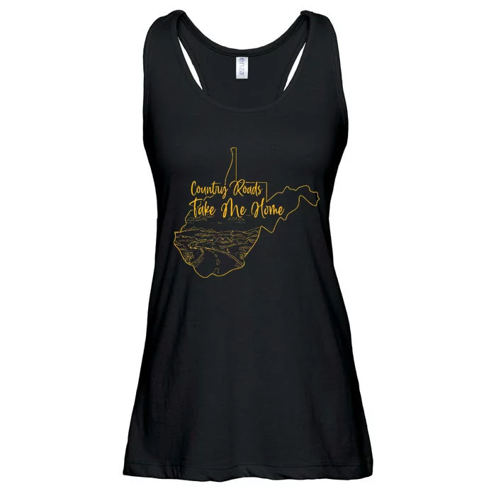 West Virginia Pride Wv Home Country Roads Footprint Ladies Essential Flowy Tank