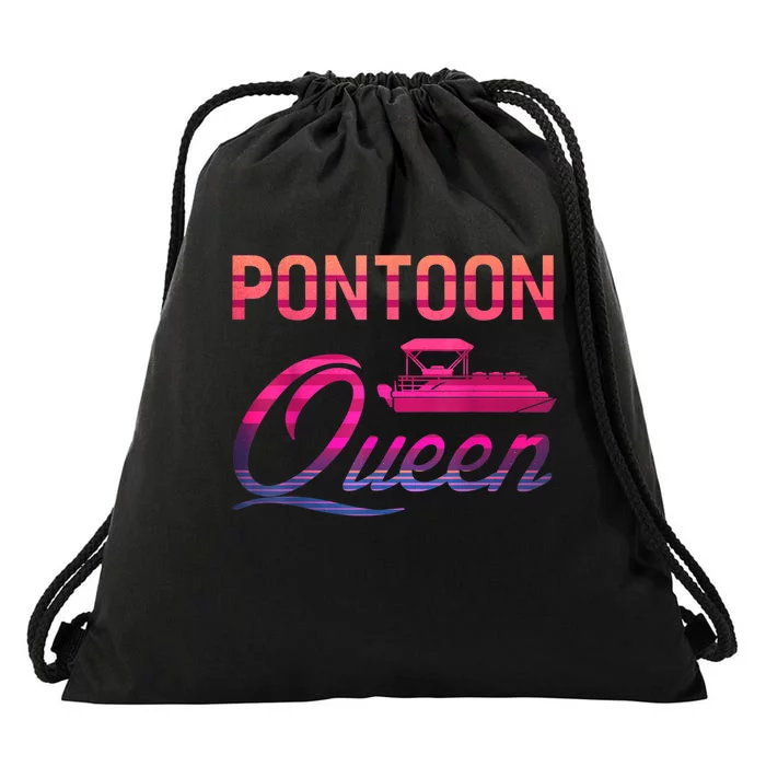 Womens Vintage Pontoon Queen Funny Boating T Drawstring Bag