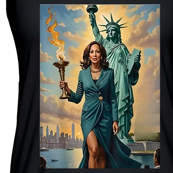 Women Vote President 2024 Lady Liberty Kamala Harris Gift Ladies Essential Flowy Tank