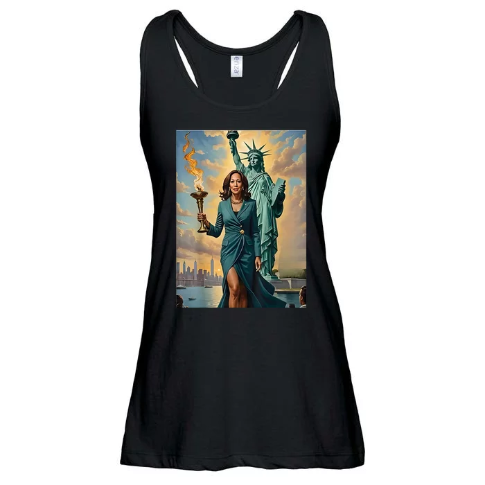 Women Vote President 2024 Lady Liberty Kamala Harris Gift Ladies Essential Flowy Tank