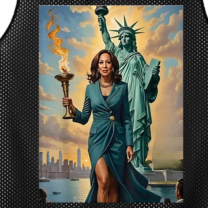 Women Vote President 2024 Lady Liberty Kamala Harris Gift Mesh Reversible Basketball Jersey Tank