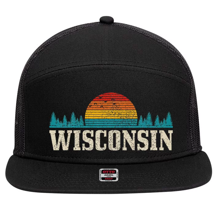 Wisconsin Vintage Pride Nature Outdoor Hiking Camping 7 Panel Mesh Trucker Snapback Hat