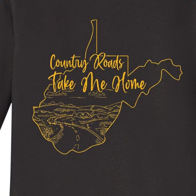 West Virginia Pride Wv Home Country Roads Footprint Baby Long Sleeve Bodysuit