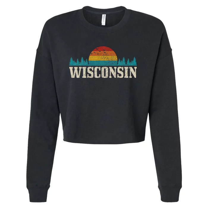 Wisconsin Vintage Pride Nature Outdoor Hiking Camping Cropped Pullover Crew