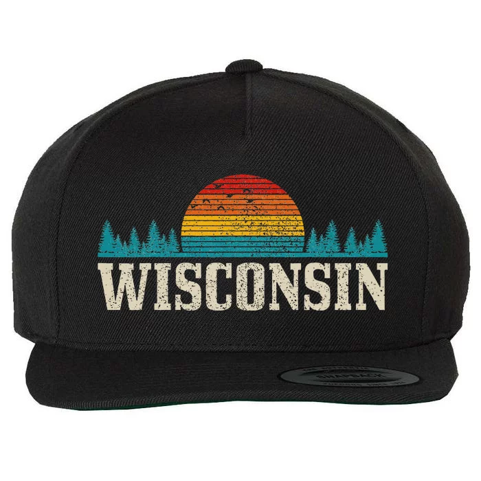 Wisconsin Vintage Pride Nature Outdoor Hiking Camping Wool Snapback Cap