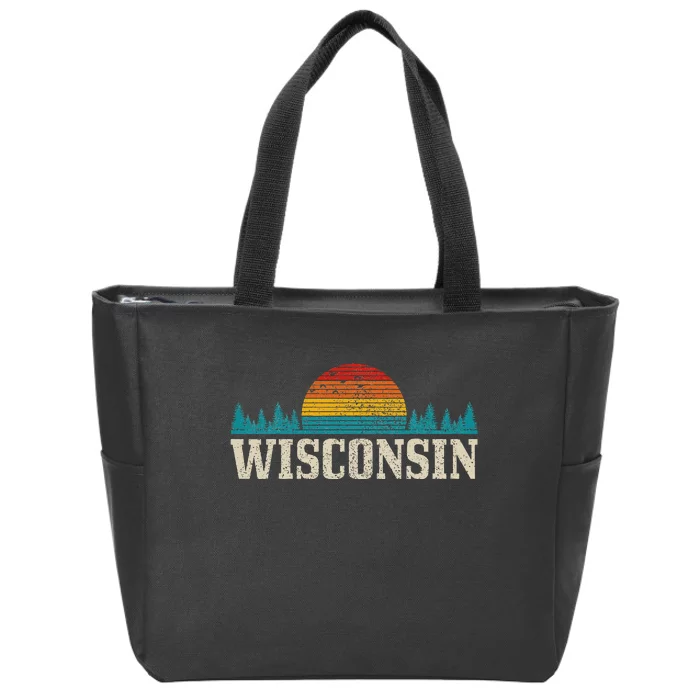 Wisconsin Vintage Pride Nature Outdoor Hiking Camping Zip Tote Bag