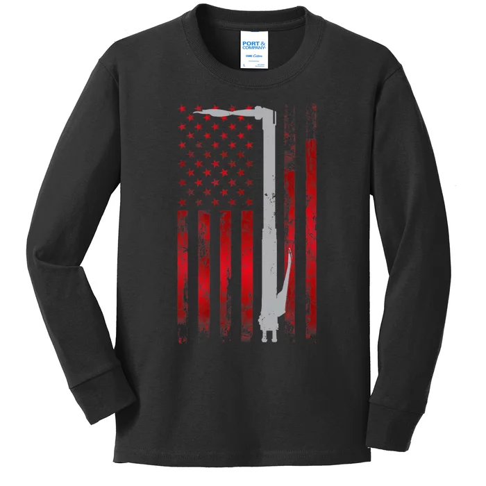 Welding Vintage Patriotic USA American Flag Welder Gift Kids Long Sleeve Shirt