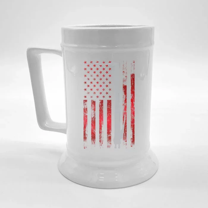 Welding Vintage Patriotic USA American Flag Welder Gift Front & Back Beer Stein