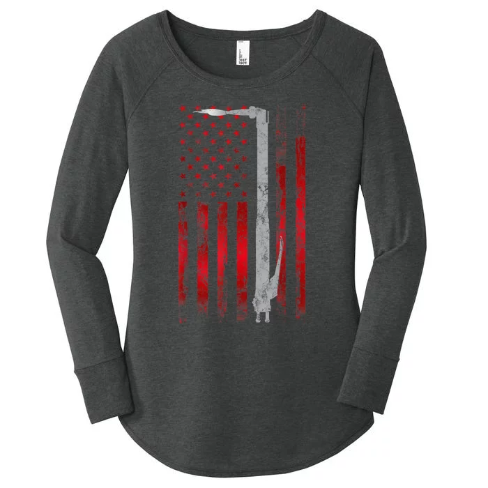 Welding Vintage Patriotic USA American Flag Welder Gift Women's Perfect Tri Tunic Long Sleeve Shirt