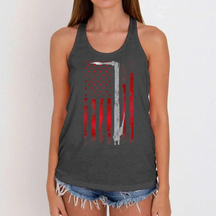 Welding Vintage Patriotic USA American Flag Welder Gift Women's Knotted Racerback Tank