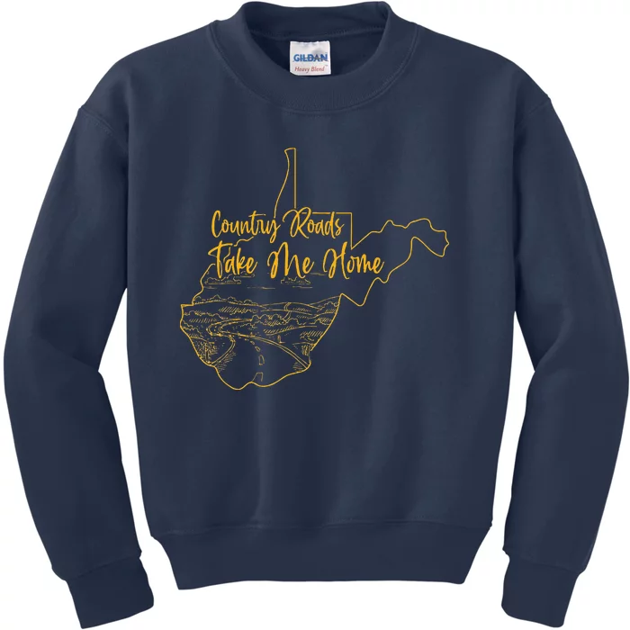 West Virginia Pride Wv Home Country Roads Footprint Kids Sweatshirt