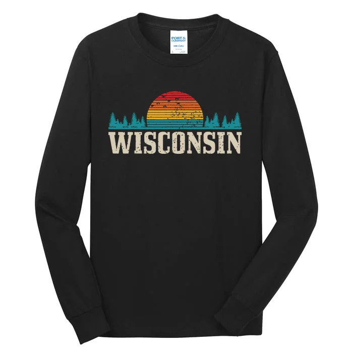 Wisconsin Vintage Pride Nature Outdoor Hiking Camping Tall Long Sleeve T-Shirt