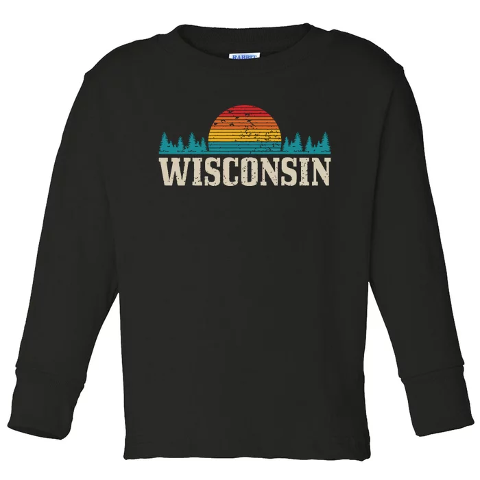 Wisconsin Vintage Pride Nature Outdoor Hiking Camping Toddler Long Sleeve Shirt