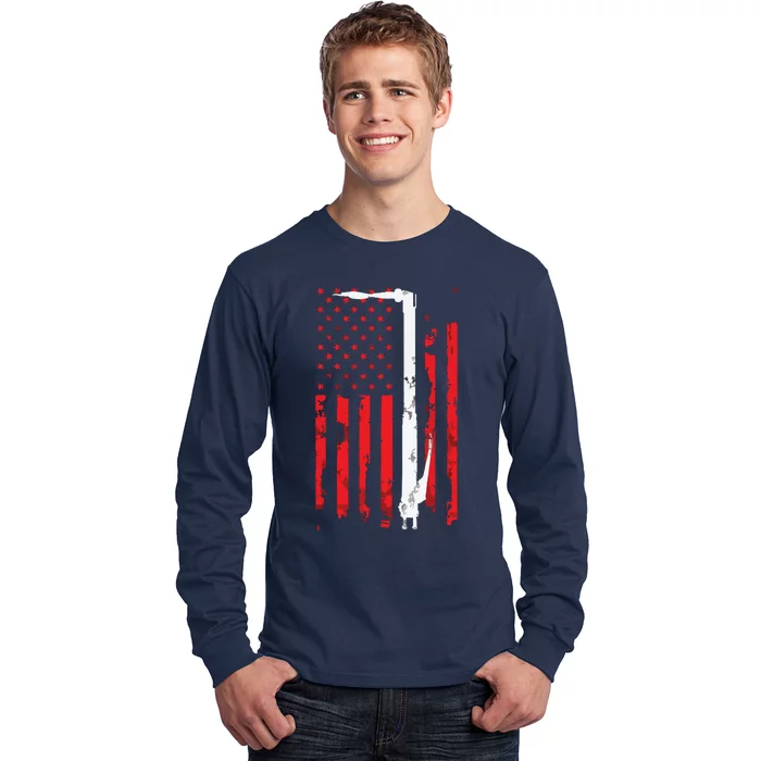 Welding Vintage Patriotic USA American Flag Welder Long Sleeve Shirt