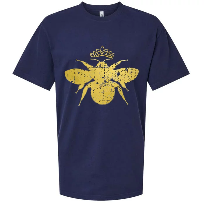 Womens Vintage Queen Bee Funny, Cute Bumblebee With Crown Sueded Cloud Jersey T-Shirt