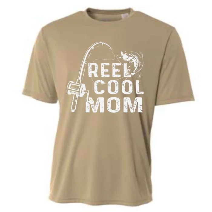 Womens Vintage Reel Cool Mom Fishing Mom Grandma Mothers Day Cooling Performance Crew T-Shirt