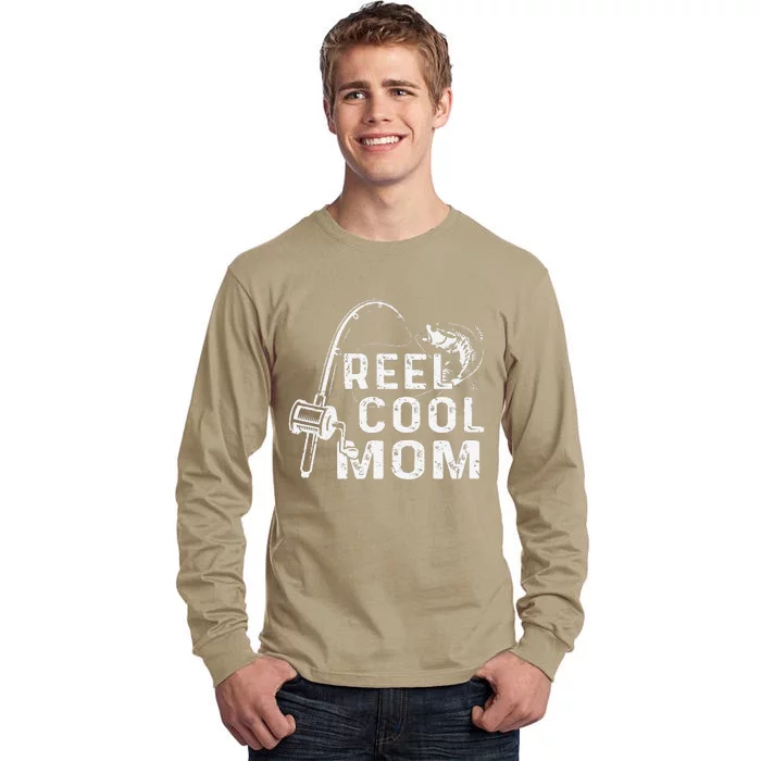 Womens Vintage Reel Cool Mom Fishing Mom Grandma Mothers Day Tall Long Sleeve T-Shirt