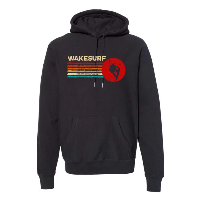 Wakesurf Vintage Retro Wakesurfing Premium Hoodie