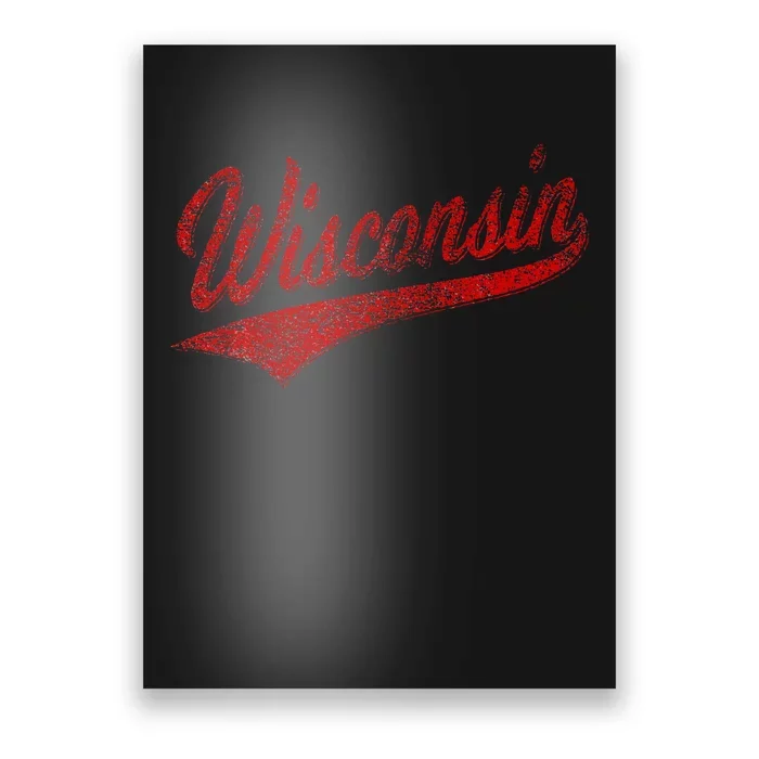 Wisconsin Varsity Script Classic Sports Jersey State Flag Poster