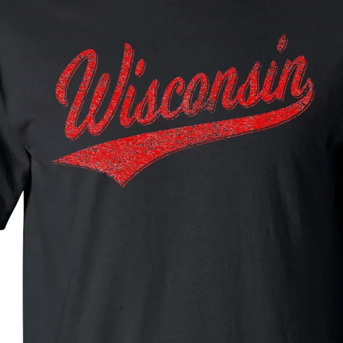 WISCONSIN VARSITY SCRIPT CLASSIC SPORTS JERSEY STATE FLAG Tall T-Shirt