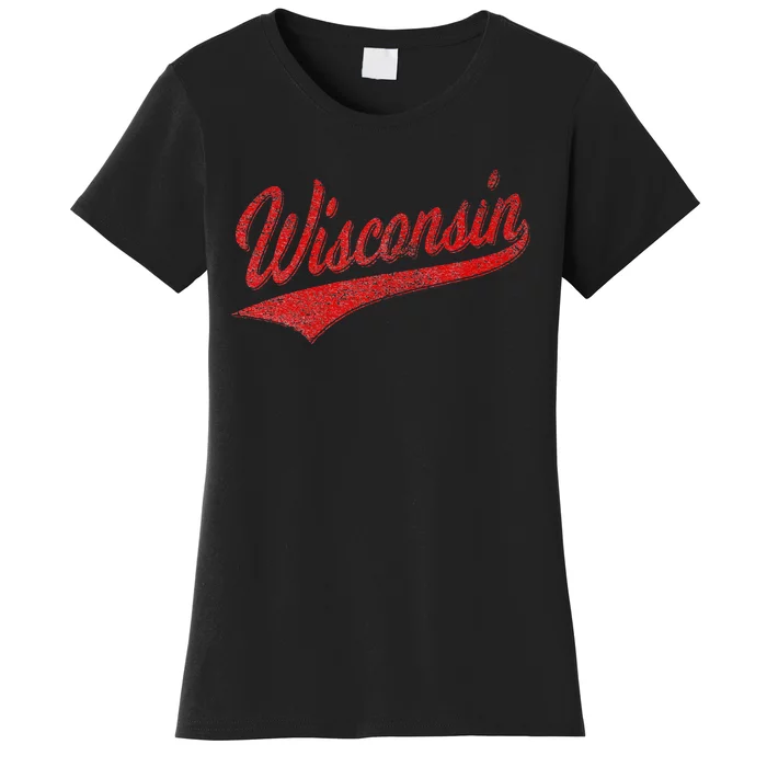 WISCONSIN VARSITY SCRIPT CLASSIC SPORTS JERSEY STATE FLAG Women's T-Shirt