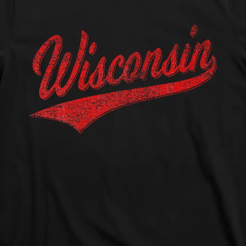 Wisconsin Varsity Script Classic Sports Jersey State Flag T-Shirt