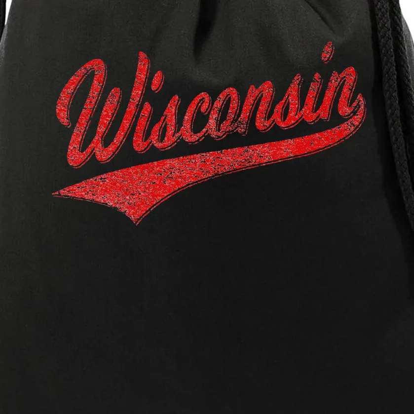 WISCONSIN VARSITY SCRIPT CLASSIC SPORTS JERSEY STATE FLAG Drawstring Bag