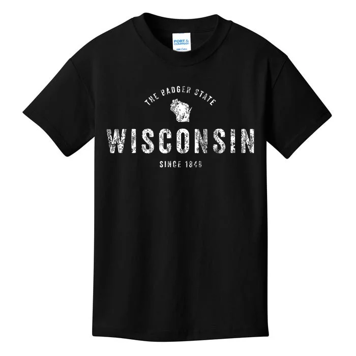 Wisconsin Vintage Sports Design Retro Wi Kids T-Shirt