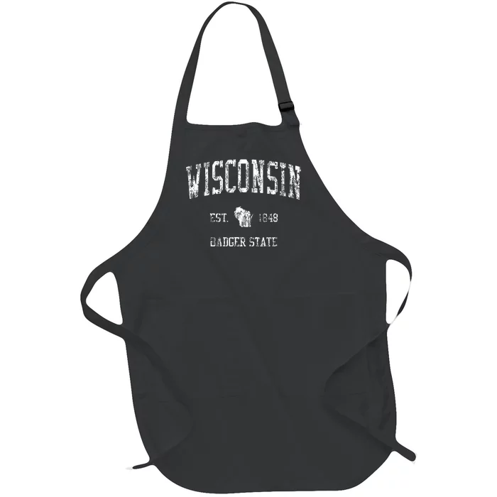 Wisconsin Vintage Sports Design Wisconsinan Wi Full-Length Apron With Pocket