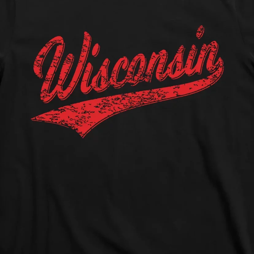 Wisconsin Varsity Script Classic Sports Jersey State Flag T-Shirt