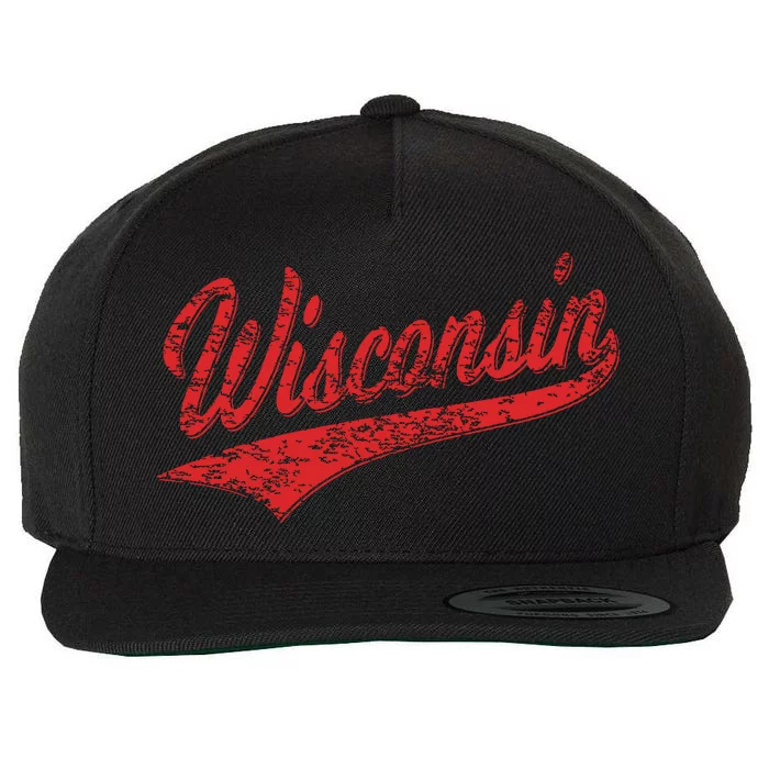 Wisconsin Varsity Script Classic Sports Jersey State Flag Wool Snapback Cap