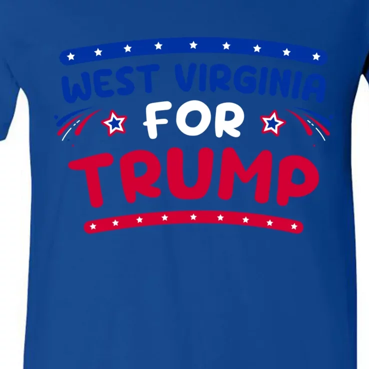 West Virginia Trump Firework Holiday Usa Flag 4th Of July Gift V-Neck T-Shirt