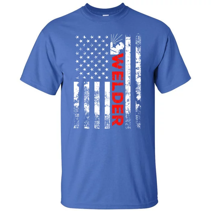 Welder Vintage Usa American Flag Welding Cute Gift Tall T-Shirt