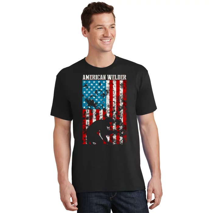 Welder Vintage USA American Flag Welding T-Shirt