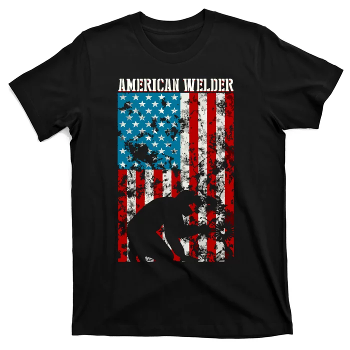 Welder Vintage USA American Flag Welding T-Shirt