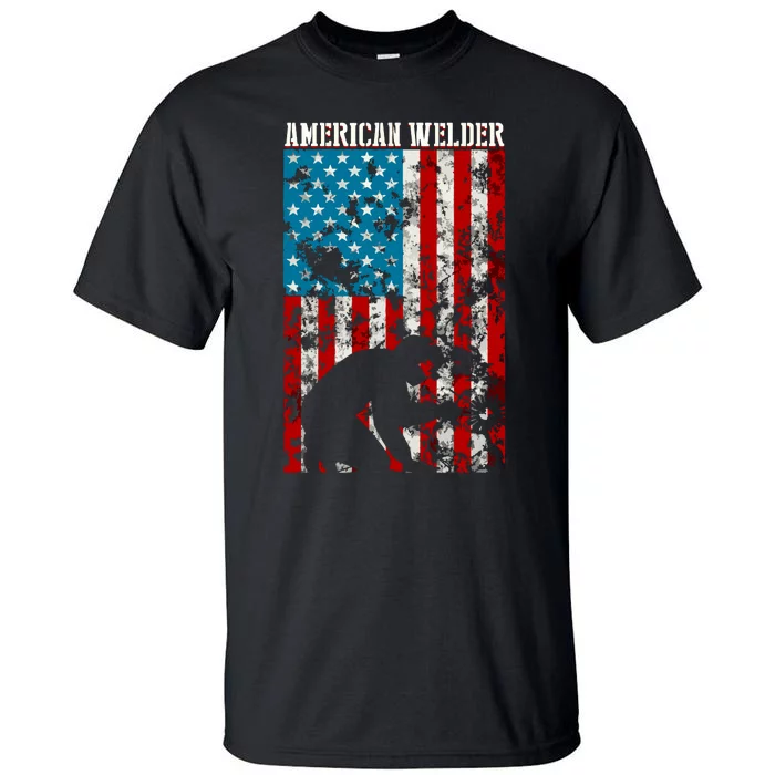 Welder Vintage USA American Flag Welding Tall T-Shirt