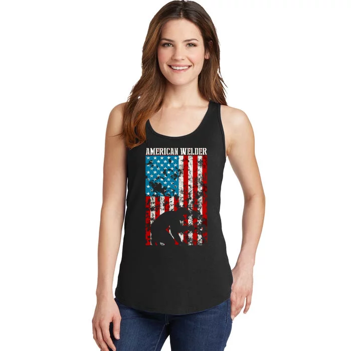 Welder Vintage USA American Flag Welding Ladies Essential Tank