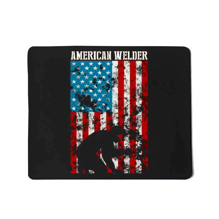 Welder Vintage USA American Flag Welding Mousepad